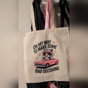 Hand Crafted Beige Tote Bag with Raccoon Design